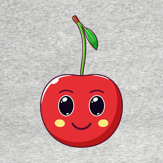 Cute Kawaii Cherry, Cartoon Ripe Fruit by DmitryMayer